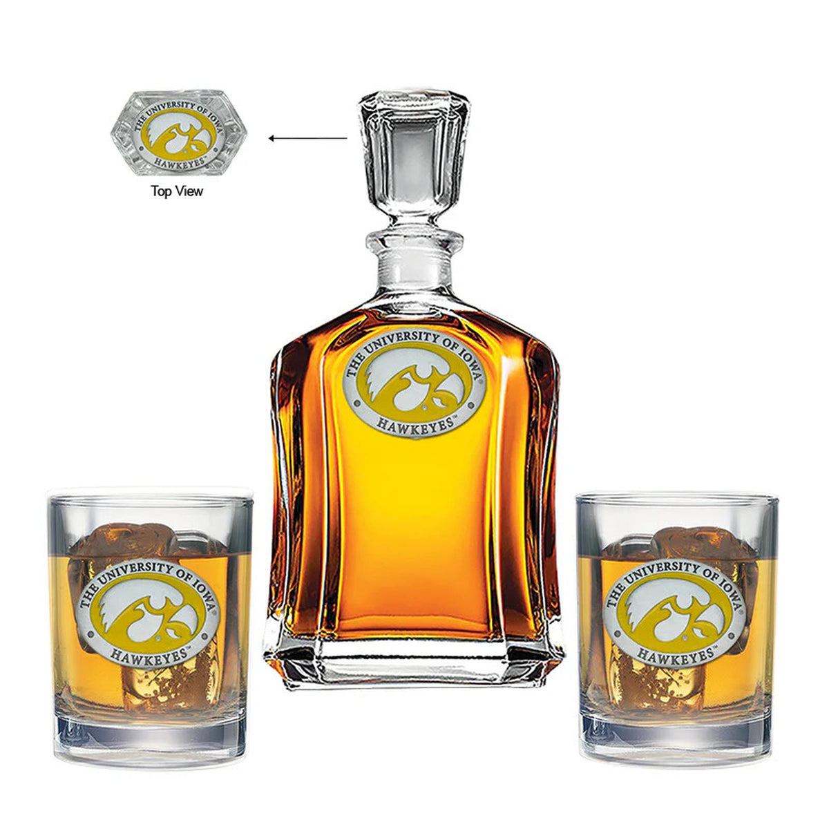 Iowa Hawkeyes Capitol Decanter with 2 Glasses