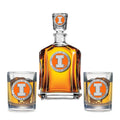 Illinois Fighting Illini Capitol Decanter with 2 Glasses