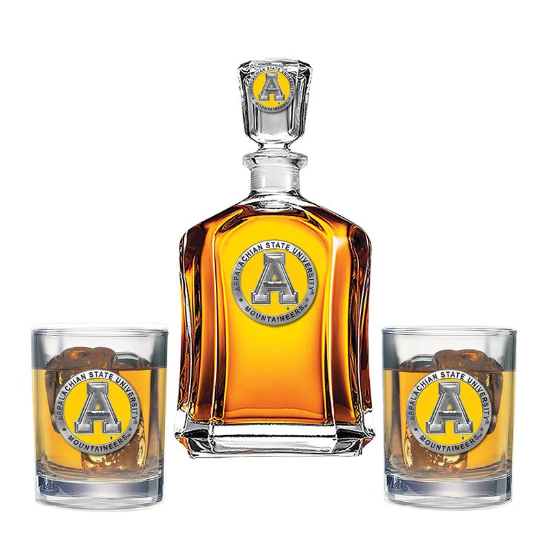Appalachian State Mountaineers Capitol Decanter with 2 Glasses