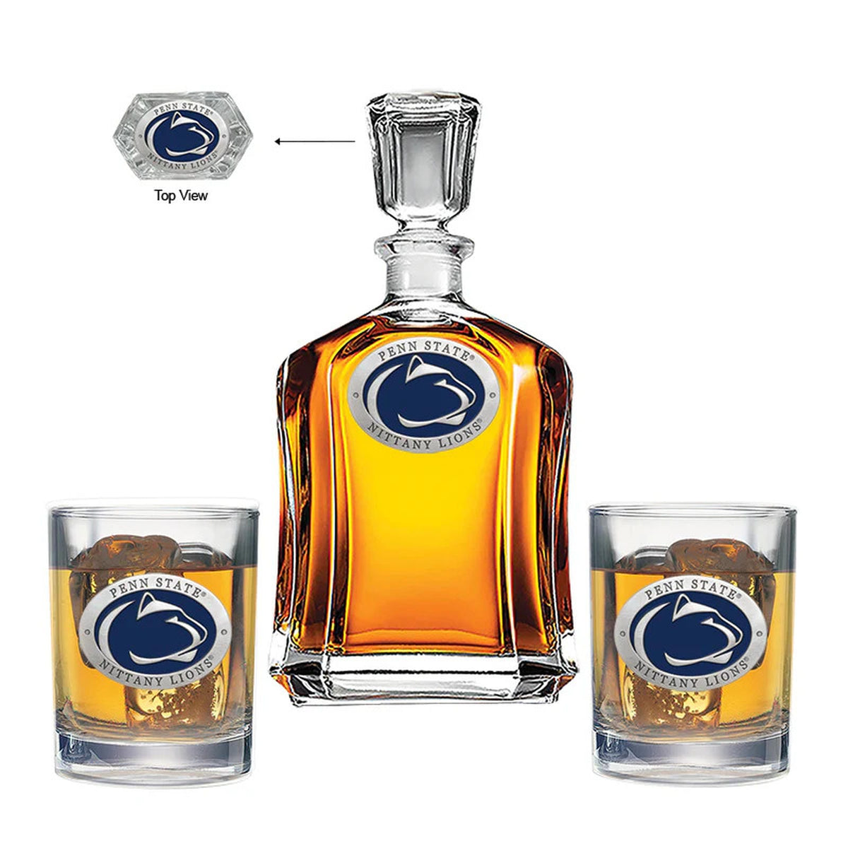 Penn State University Capitol Decanter and 2 Glasses