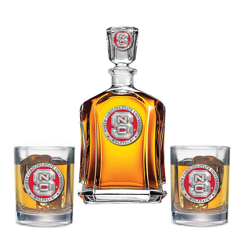 North Carolina State University Capitol Decanter with 2 Glasses