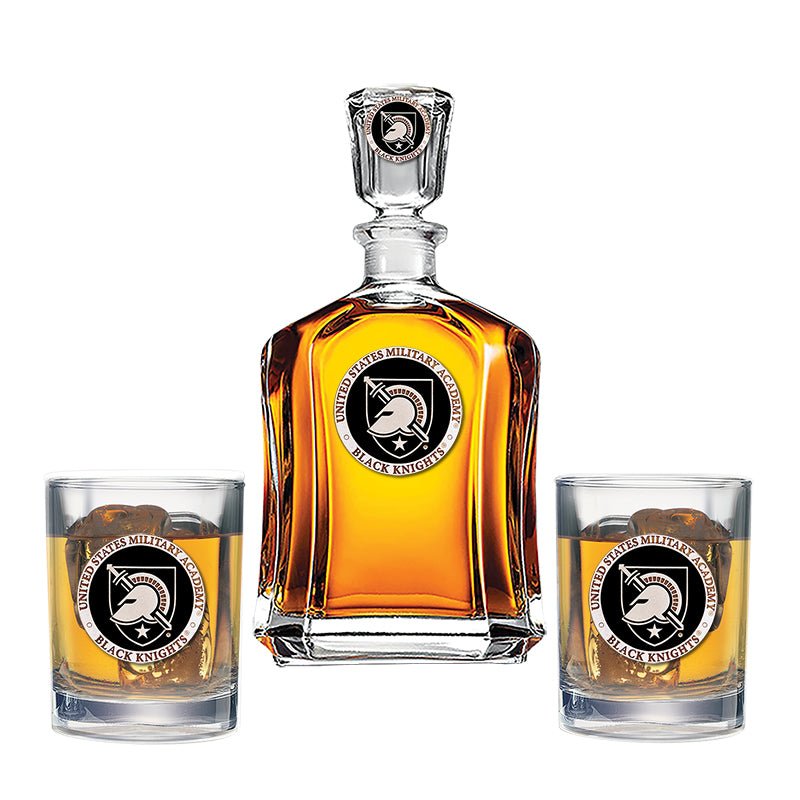 US Military Academy Black Knights Capitol Decanter with 2 Glasses