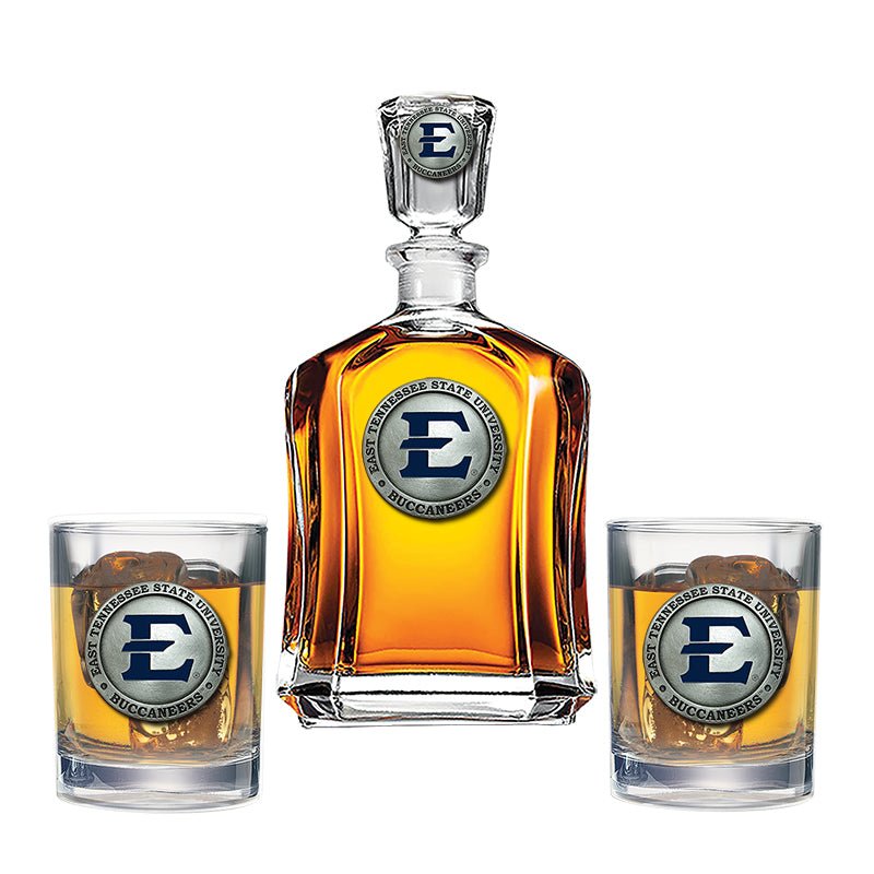 East Tennessee State Buccaneers Capitol Decanter with 2 Glasses