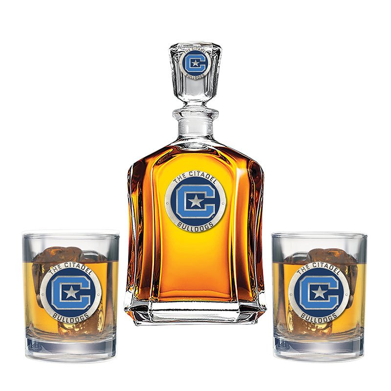 Citadel Bulldogs Capitol Decanter with 2 Glasses