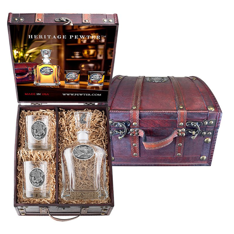 Eagles Capitol Decanter and 2 Glasses with Chest Box