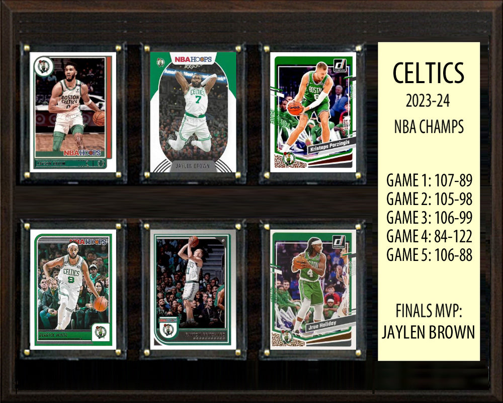 Boston Celtics NBA Champions 2023-24 6 Card Plaque Tatum Jaylen Brown Donruss Hoops