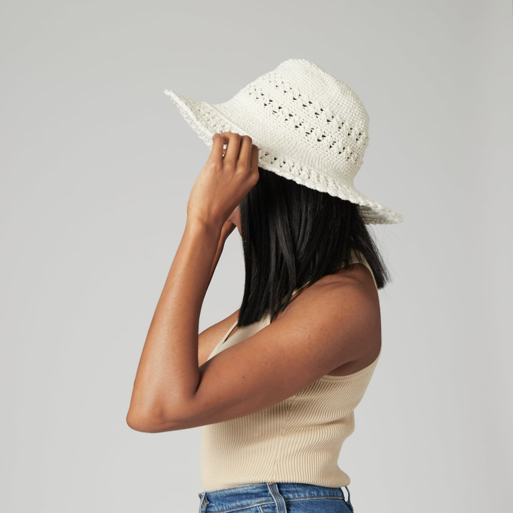 Women's Cotton Crochet Hat With A Large Brim
