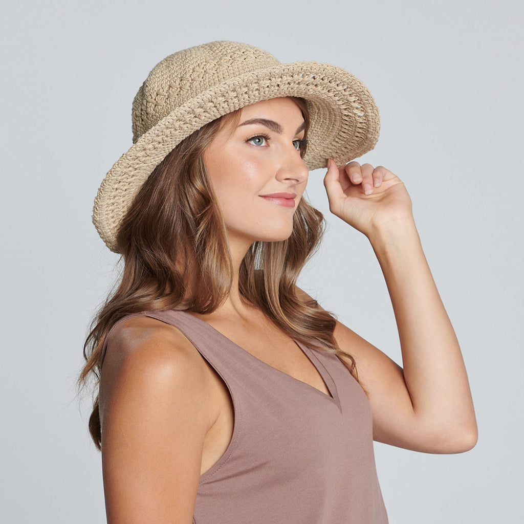 Women's Cotton Crochet Hat With A Large Brim