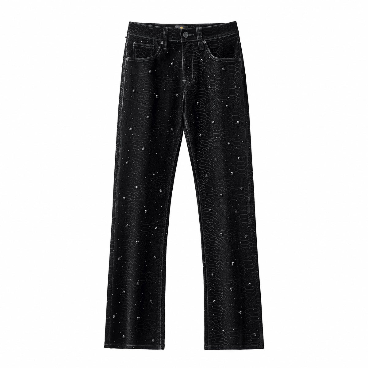 Midnight Serpent Rhinestone Pants - Century Penthouse BLACK