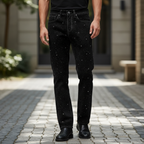 Midnight Serpent Rhinestone Pants - Century Penthouse BLACK