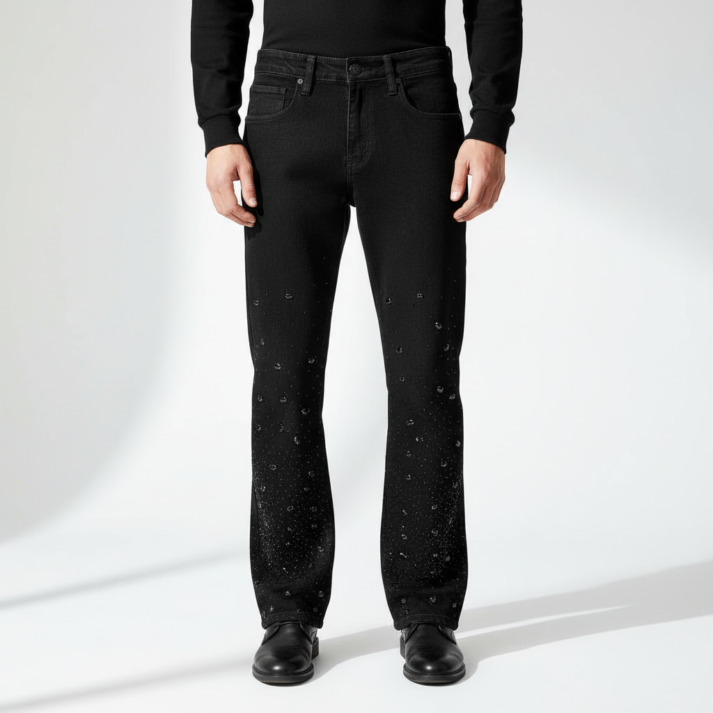 Century Penthouse Celestial Stud Men's Denim Pants - Black