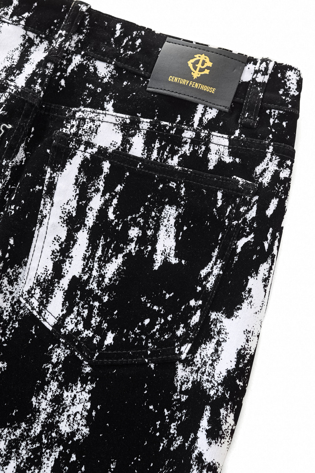 Century Penthouse Flocked Eclipse Men's Denim Pants - Black
