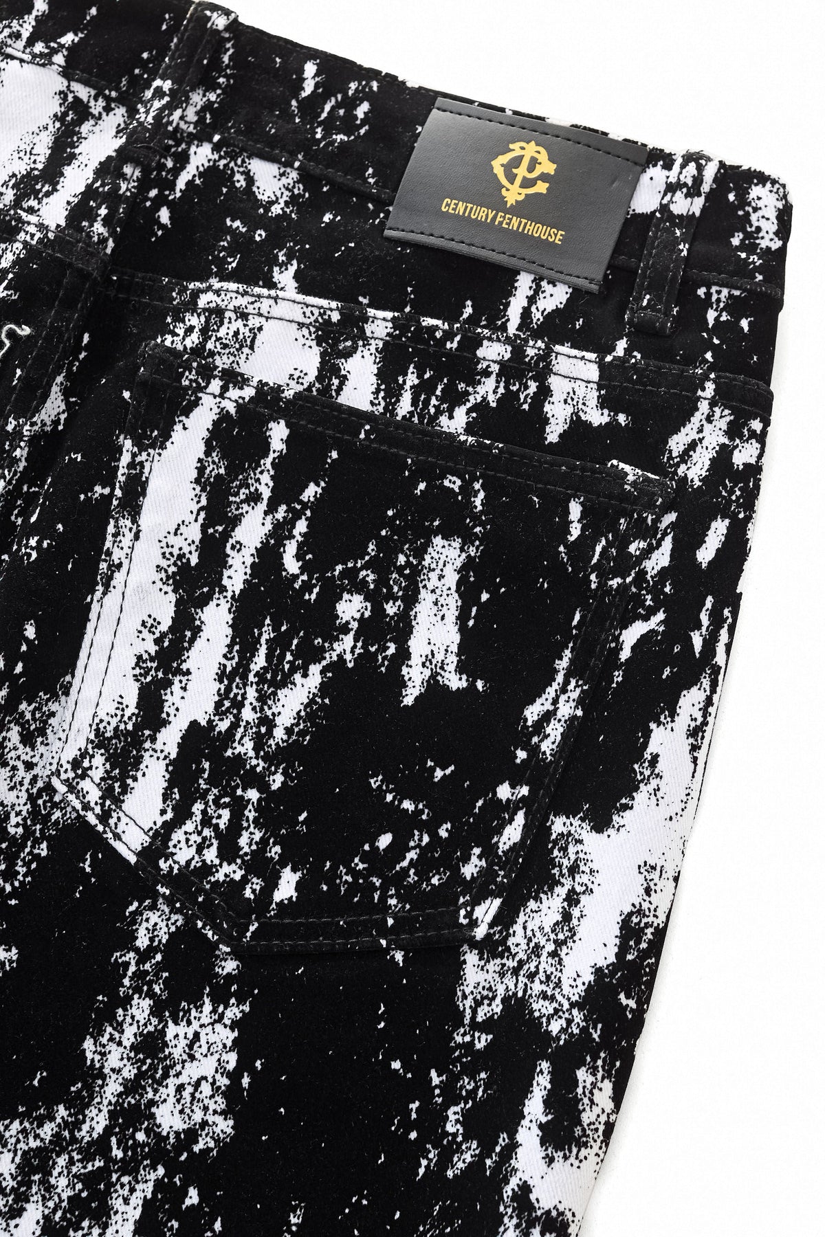 Century Penthouse Flocked Eclipse Men's Denim Pants - Black