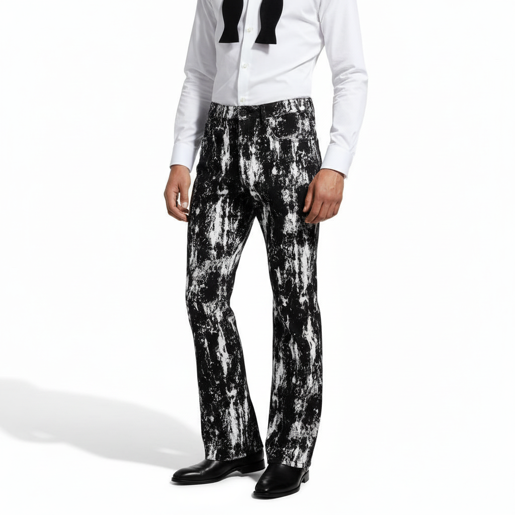 Century Penthouse Flocked Eclipse Men's Denim Pants - Black