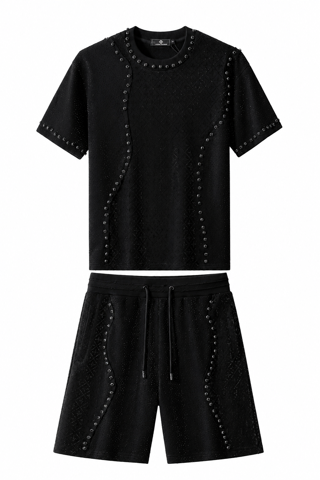Radiant Grid Stone Short set – Century Penthouse BLACK/BLACK