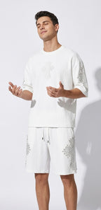 Century Penthouse Sanctum Cross Men's Short Set - White/Silver