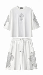 Century Penthouse Sanctum Cross Men's Short Set - White/Silver