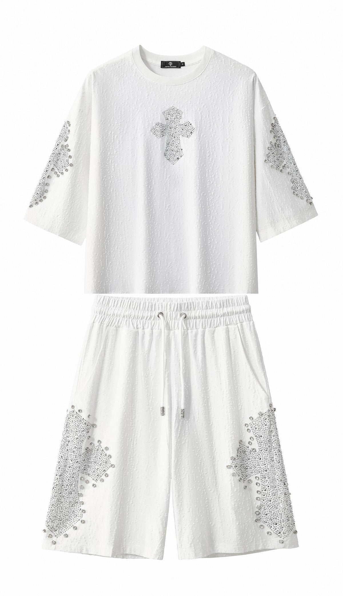 Century Penthouse Sanctum Cross Men's Short Set - White/Silver