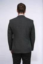 Textured Slim Fit Notch Lapel Anthracite Men Blazer - Wessi