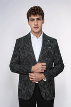 Slim Fit Patterned Sport Black Men Blazer - Wessi