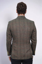 Checked Brown Slim-Fit Men's Blazer - Wessi