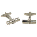 Silvertone Tube Cufflinks with Jewelry Box