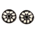 Silvertone Circle Geometric Pattern Cufflinks with Jewelry Box