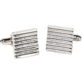Silvertone Square Stripe Cufflinks with Jewelry Box