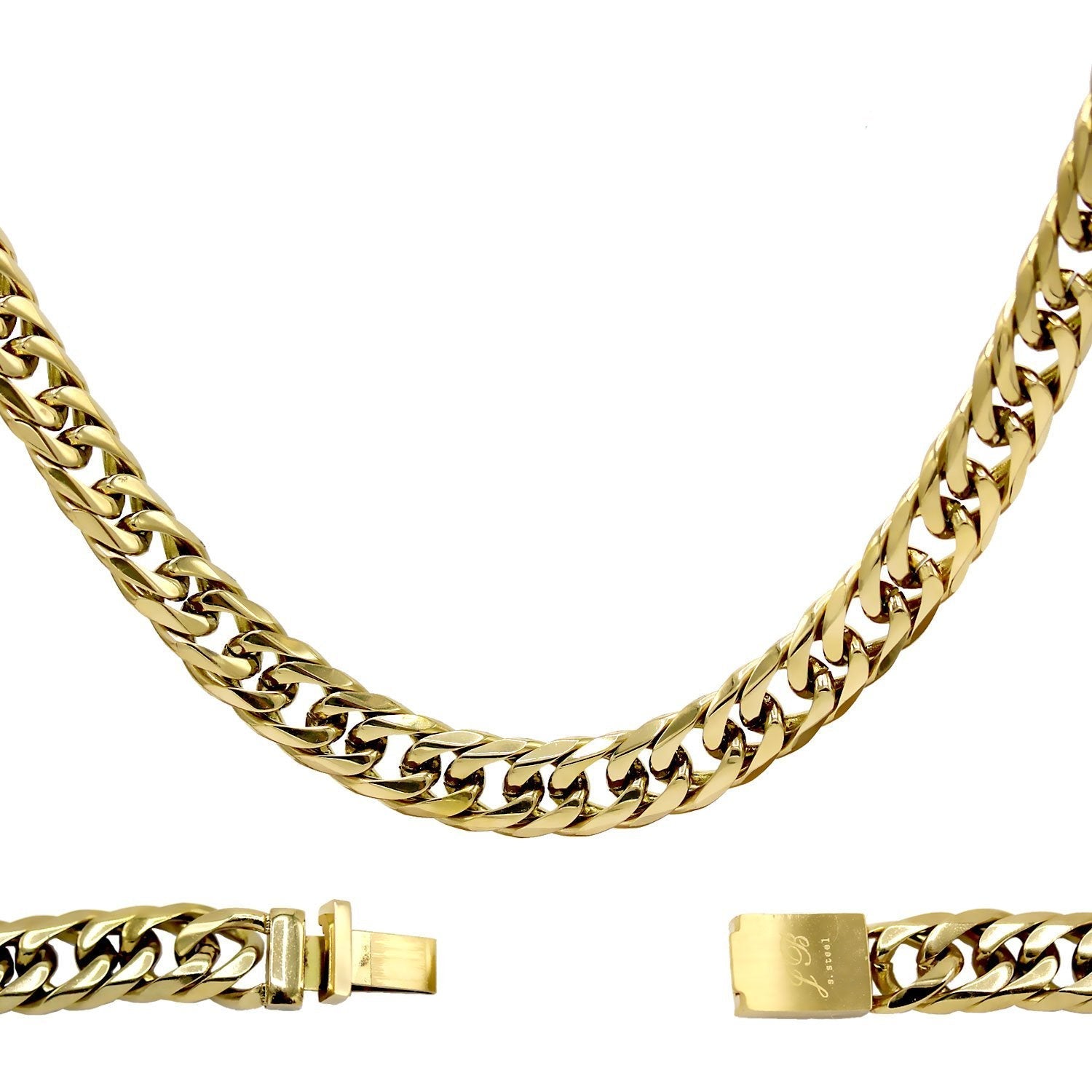 Miami Cuban Link 18k Gold Plated Necklace Double Link Chain
