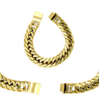 Miami Cuban Link Chain Bracelet 18K Gold Plated Stainless Steel Double Link Men Jewelry