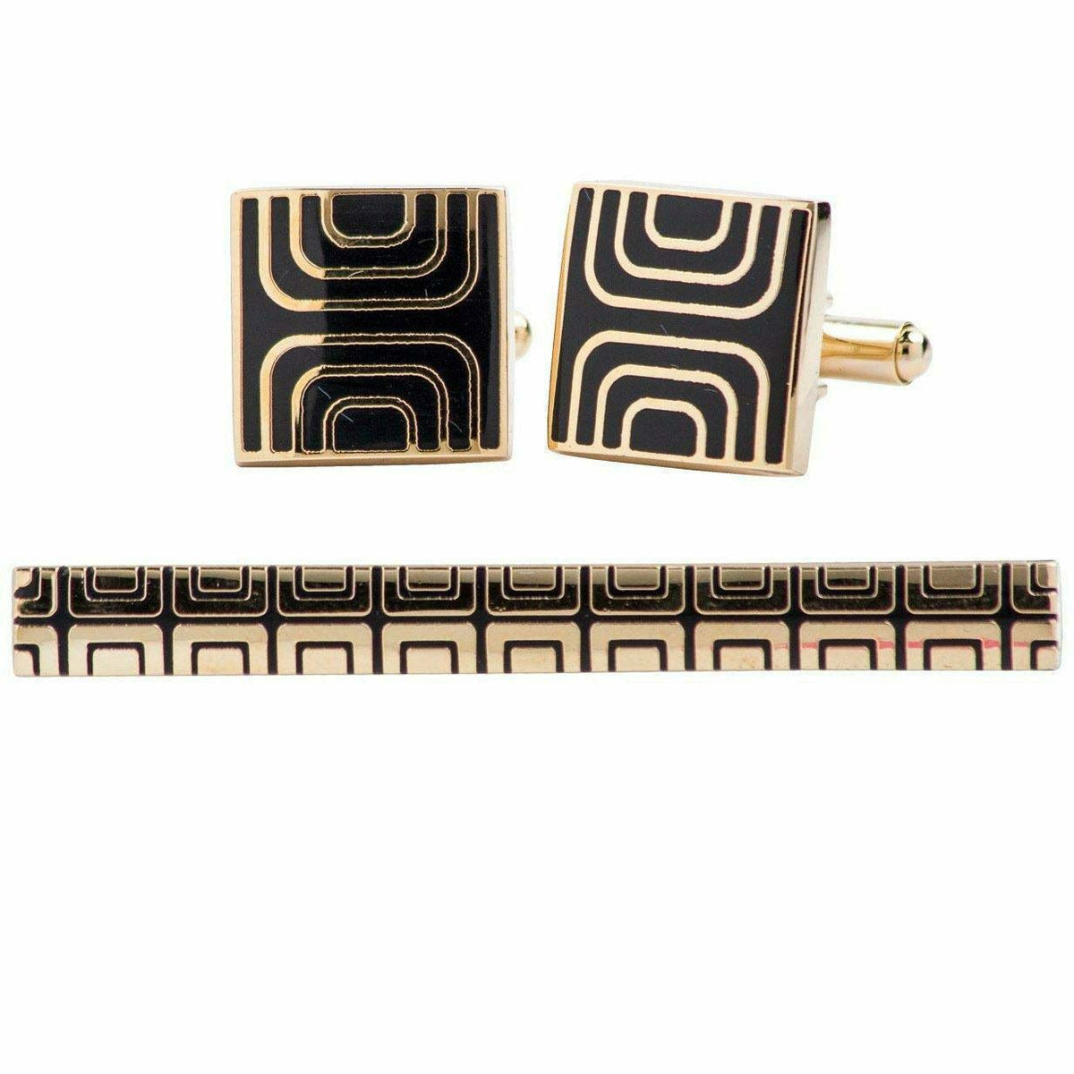 Vittorio Vico Plain Cufflink & Tie Bar Set in Gift Box