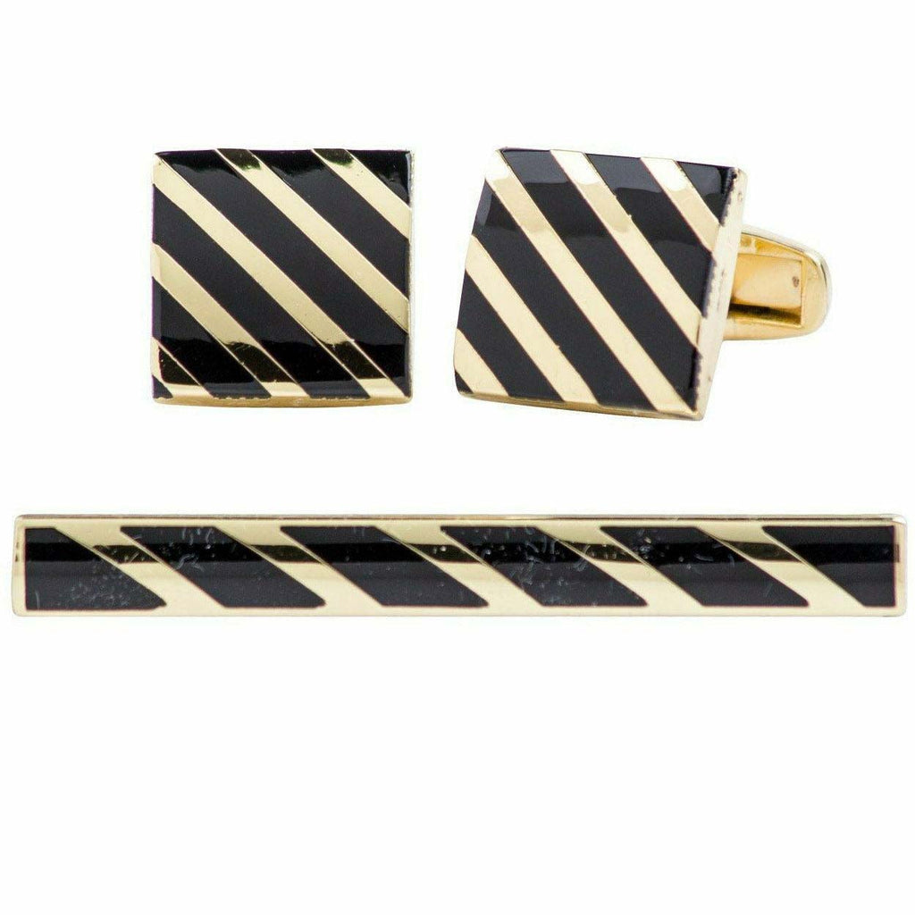 Vittorio Vico Plain Cufflink & Tie Bar Set in Gift Box