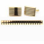 Vittorio Vico Plain Cufflink & Tie Bar Set in Gift Box