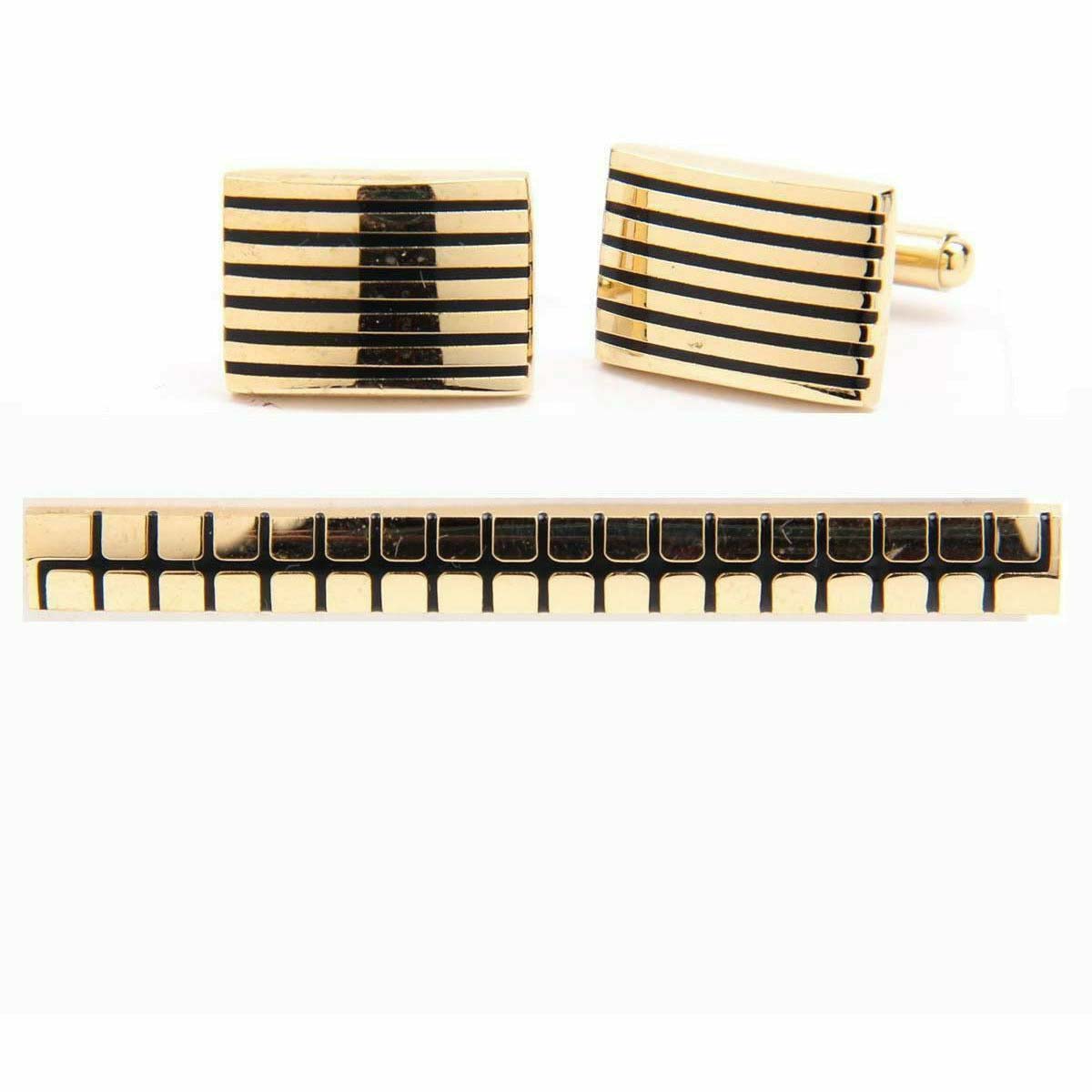 Vittorio Vico Plain Cufflink & Tie Bar Set in Gift Box
