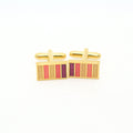 Goldtone Lavender Stripe Cuff Links With Jewelry Box