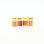Goldtone Lavender Stripe Cuff Links With Jewelry Box