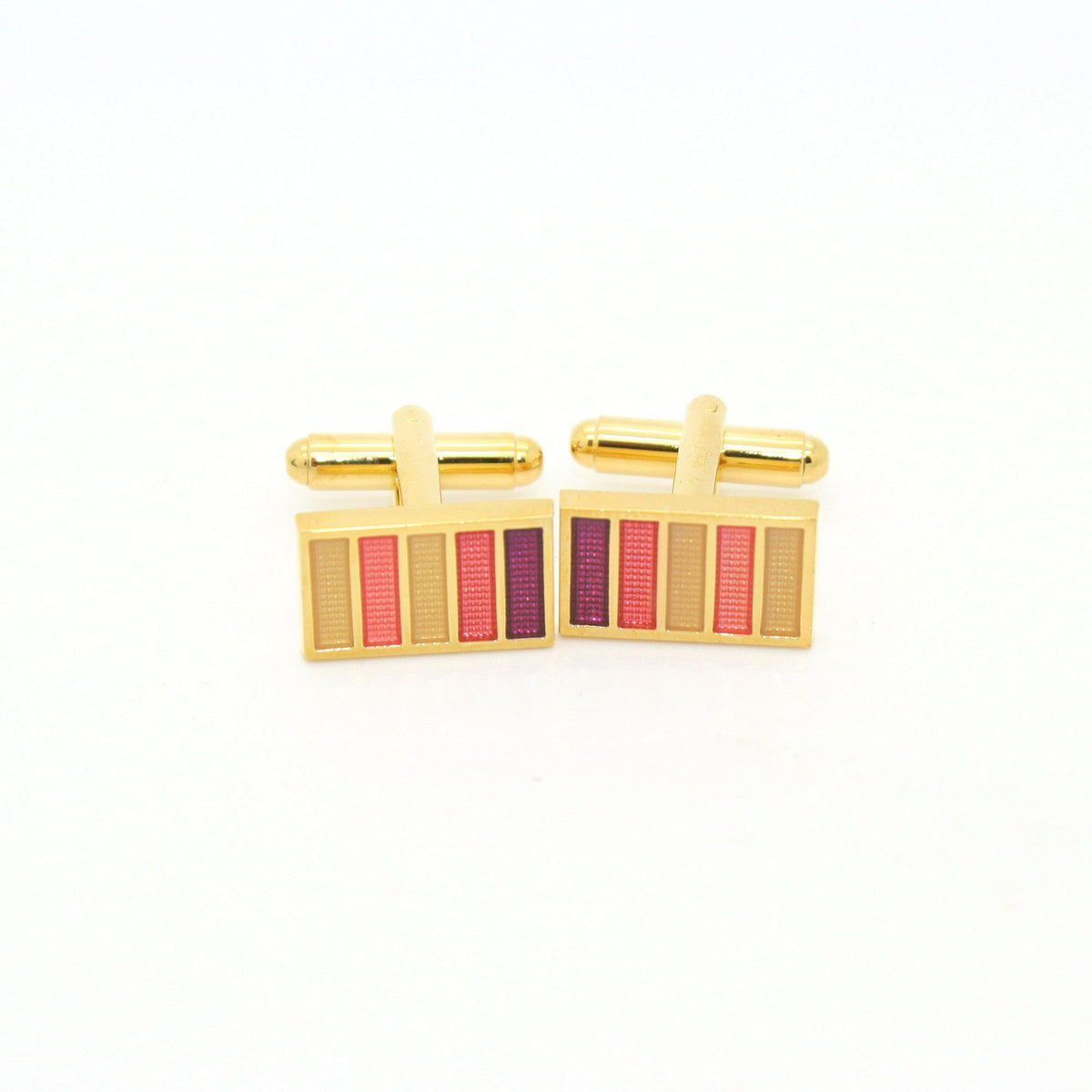 Goldtone Lavender Stripe Cuff Links With Jewelry Box