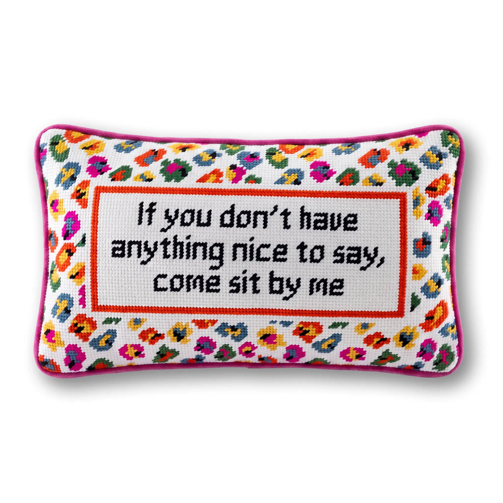 Come Sit By Me Needlepoint Pillow