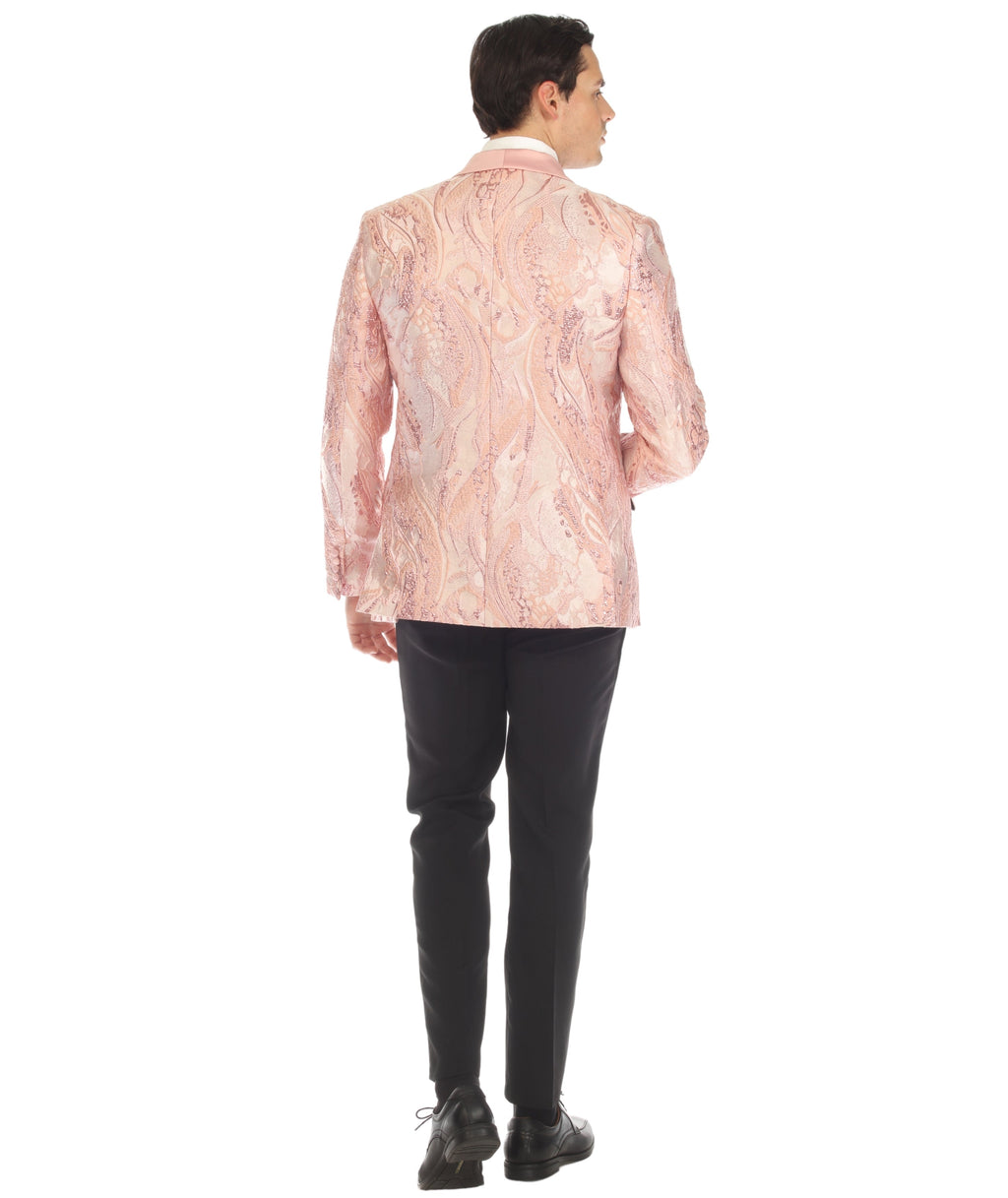 Cosmopolitan Pink Men's Shawl Collar Tuxedo 1 Button 2 Vent Slim Fit Blazer