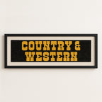 Framed COUNTRY & WESTERN Sign Black & Gold Art Print