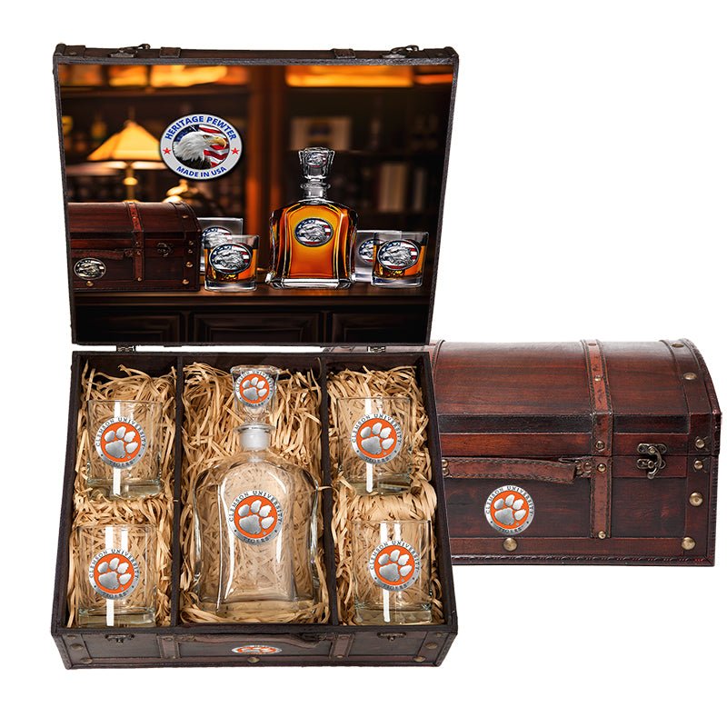 Clemson Tigers Capitol Decanter Chest Set