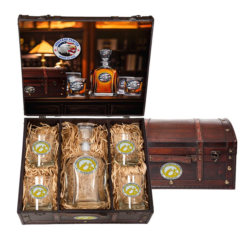 Iowa Hawkeyes Capitol Decanter Chest Set