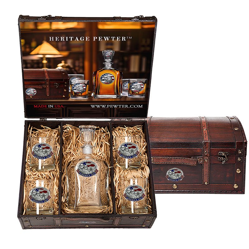 America's 250th Anniversary Mount Rushmore Capitol Decanter Chest Set
