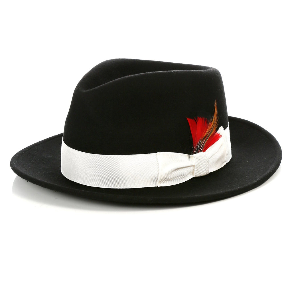 Black/White Crushable Wool Felt Fedora Hat for Men – 100% Australian Wool