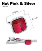 Vittorio Vico Men's Colored Crystal Cufflink & Tie Bar Set in Gift Box