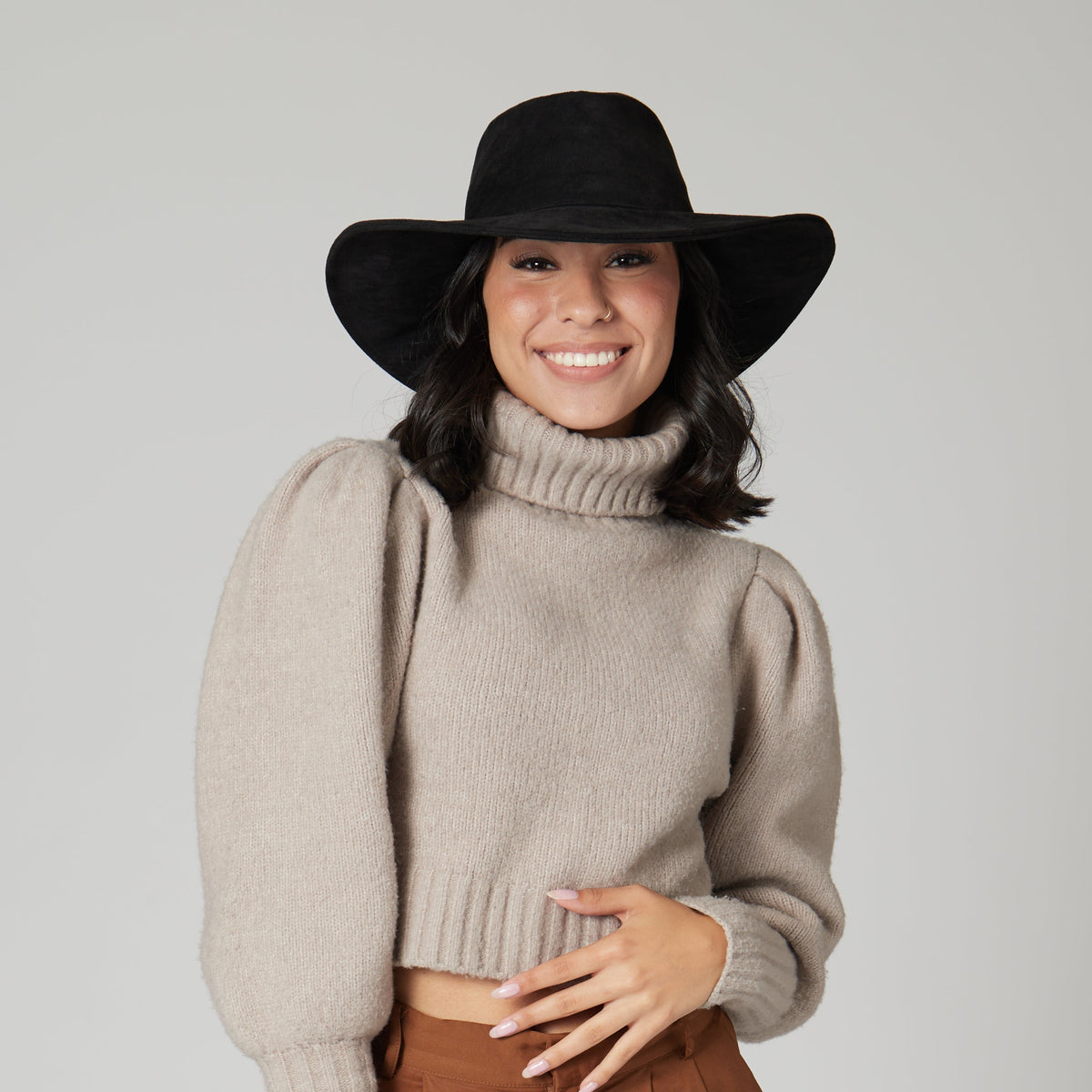 Pioneer - Cut & Sew Faux Suede Fedora