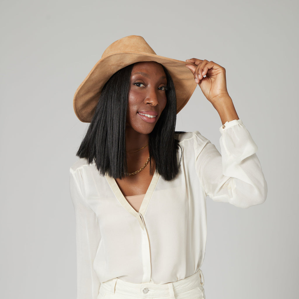 Pioneer - Cut & Sew Faux Suede Fedora