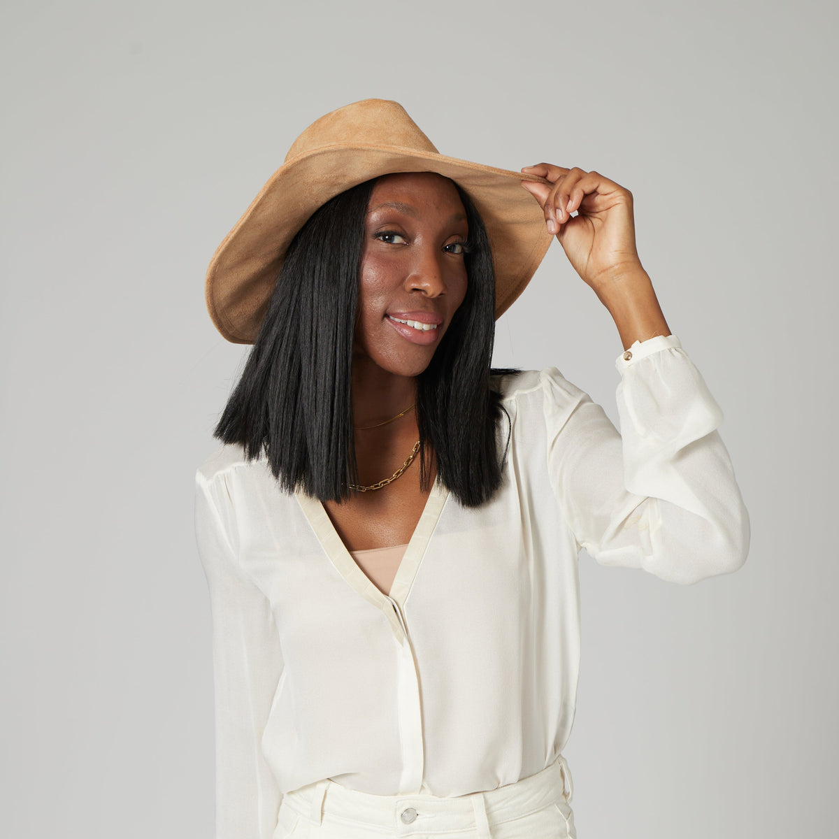 Pioneer - Cut & Sew Faux Suede Fedora