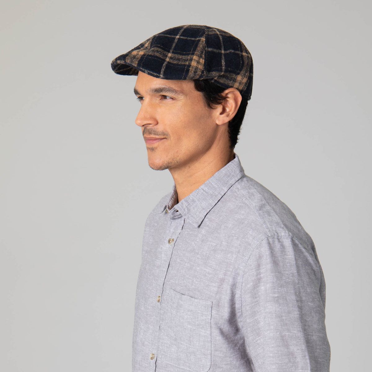 Faux Wool Plaid Driver Cap