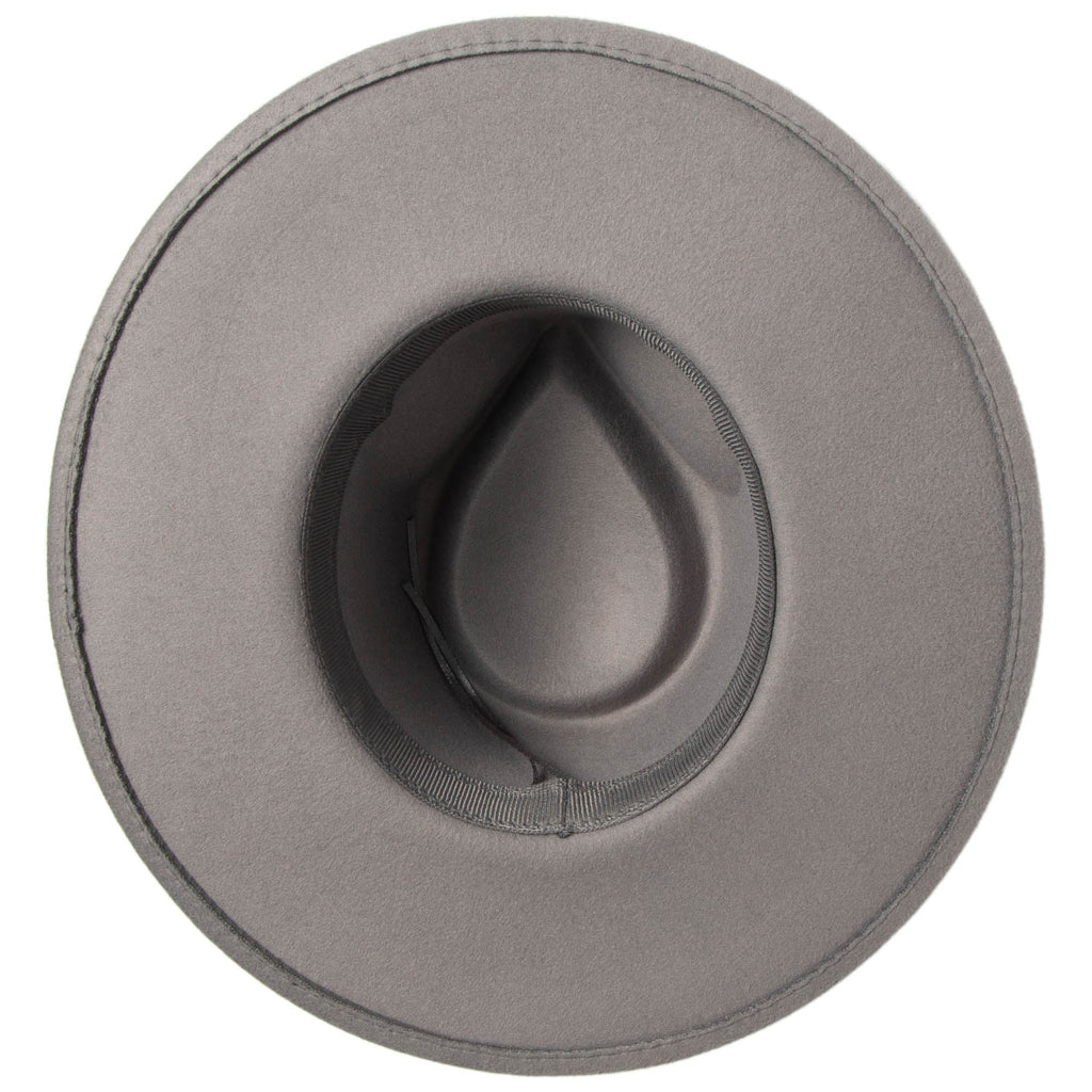 Mia - Faux Felt Fedora with Pinch Crown and Gold Trim Band